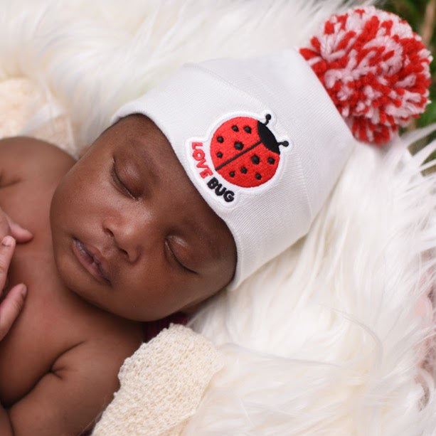 Lovebug Ladybug Patch with Mixed Red & White Pom Pom