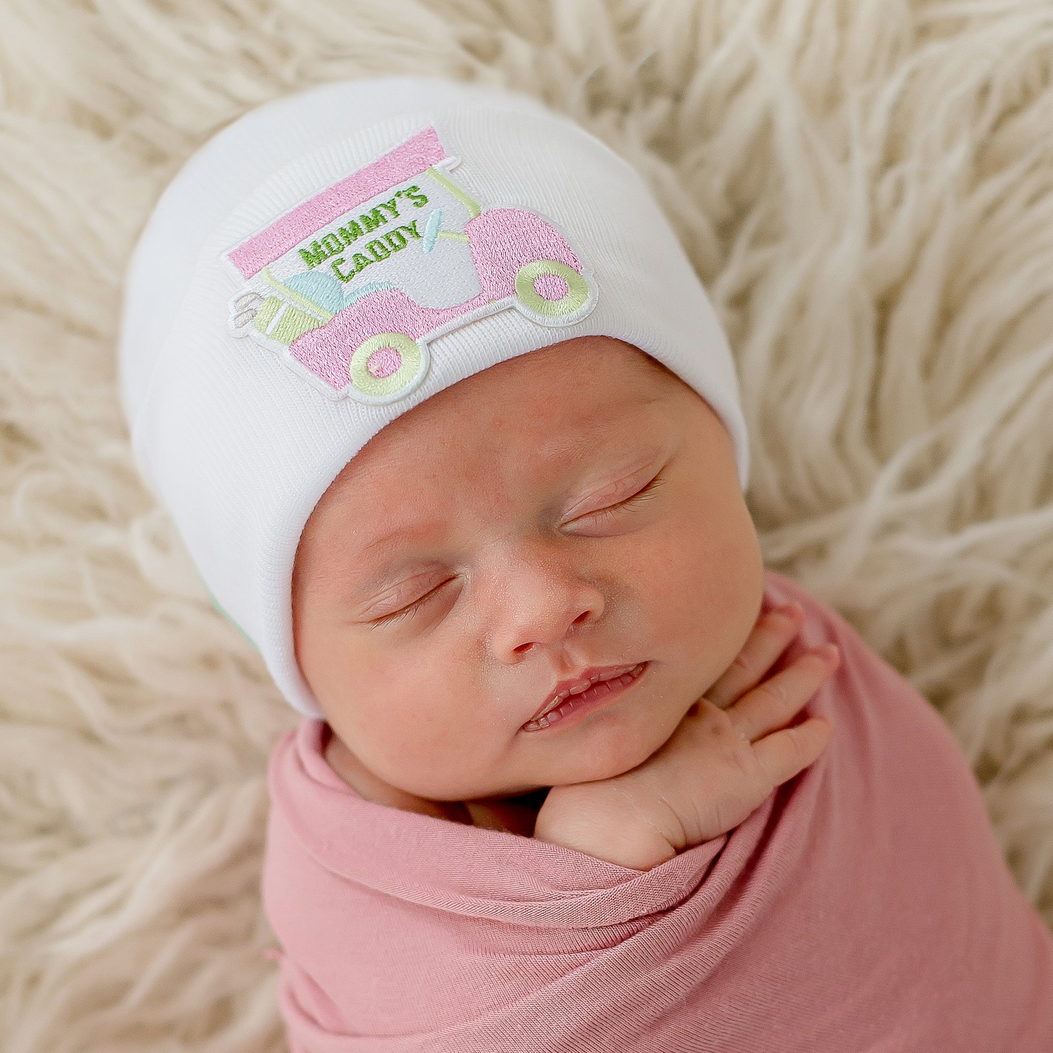 Mommy's Caddy Newborn Girl Hat - Mommy and Baby Golf Hat
