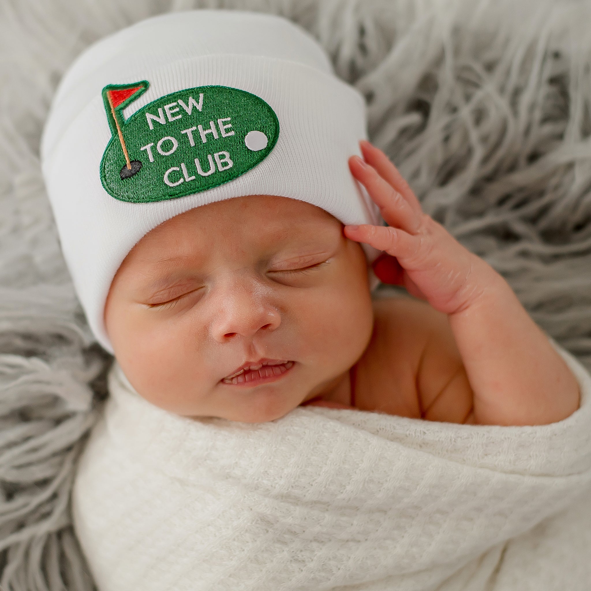 New To The Club - newborn neutral golf club hat