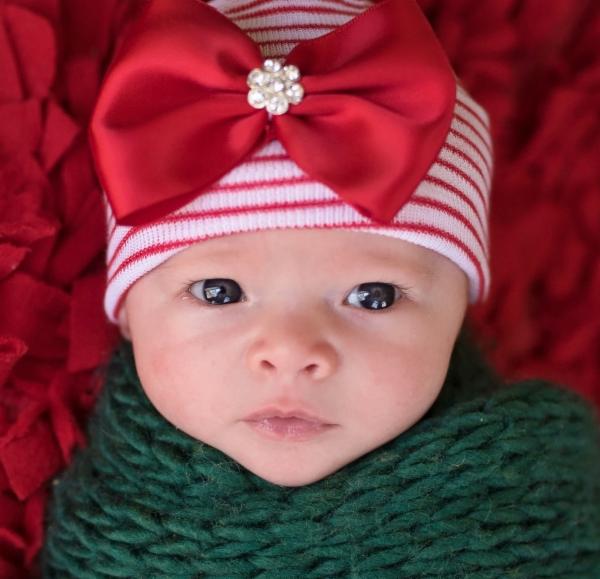 ilybean Red Satin Bow Christmas Newborn Girls Hat