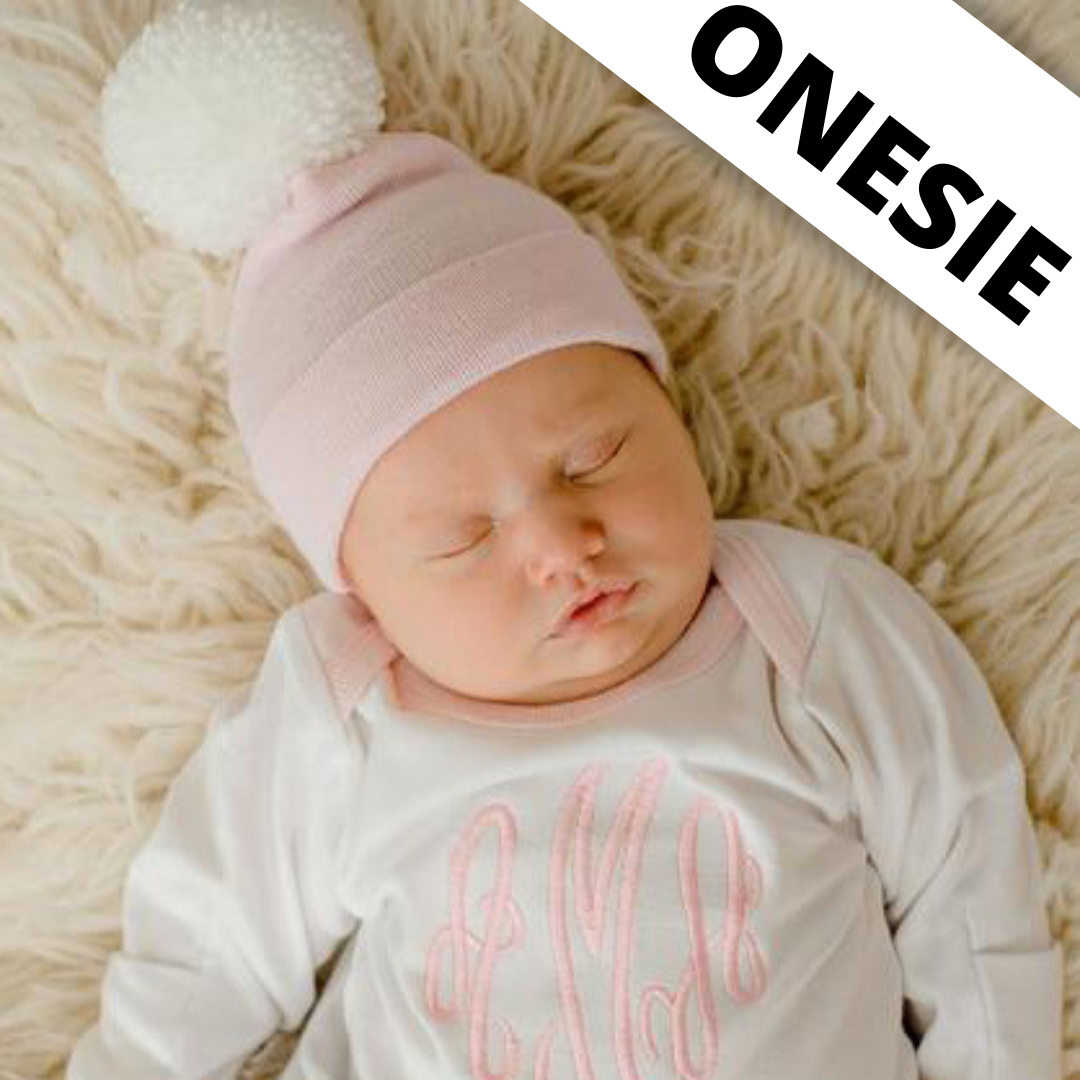 Pink Hat with White Pom Pom with Matching Pink Trim Gown SET (2 Piece SET)