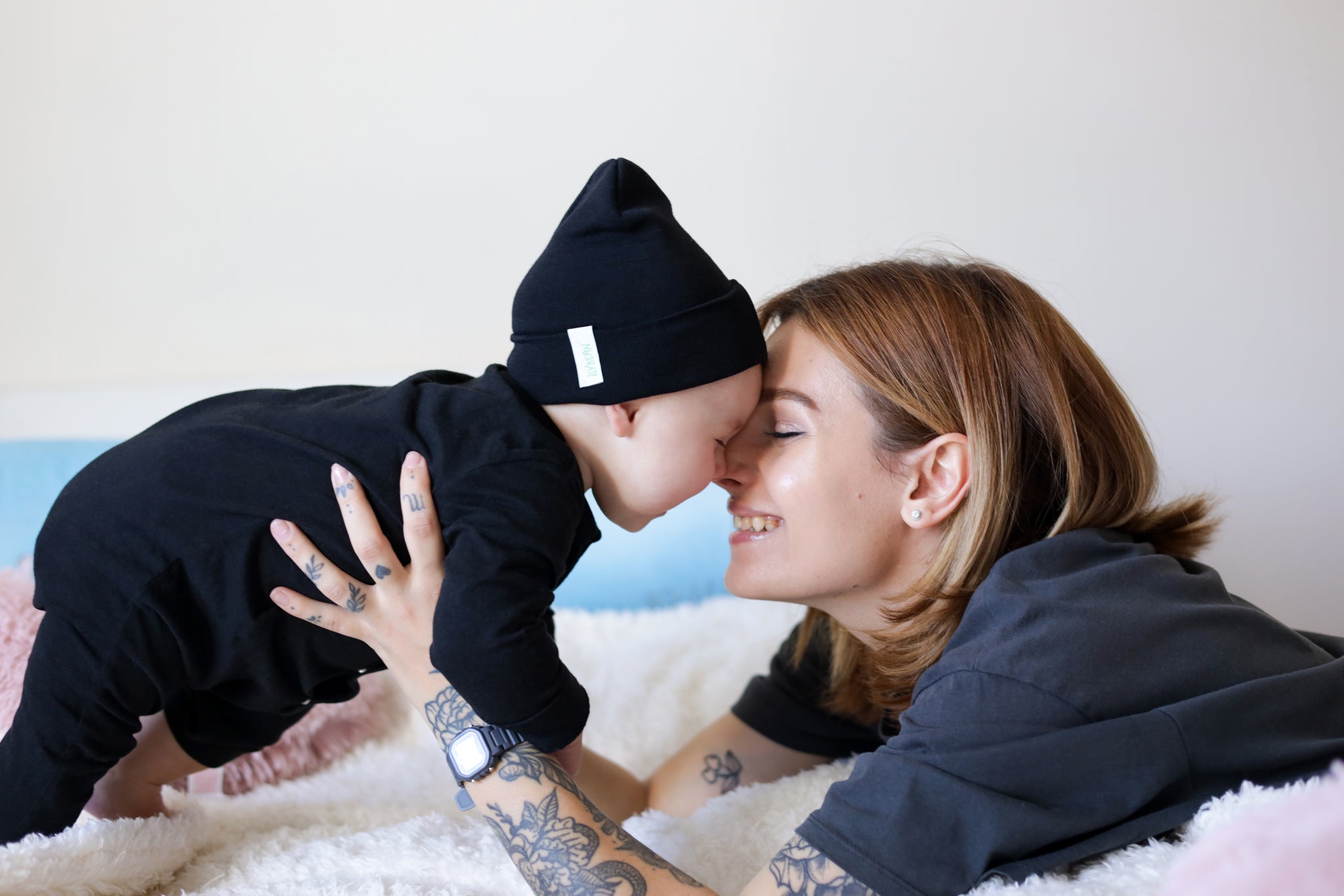 Black Born to Rock Newborn Hospital Hat - Newborn Girl and Boy Hat - Gender Neutral Rock Hat