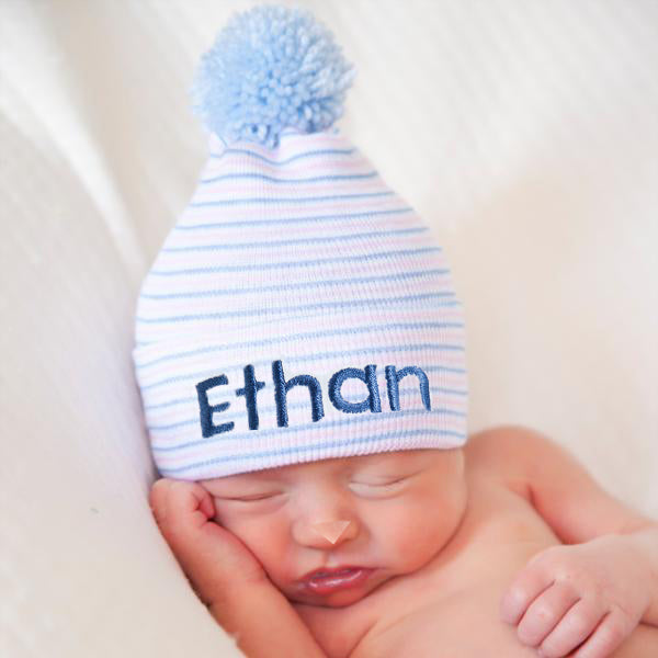 Beanie Newborn Boys Hats Ilybean Personalized Traditional Stripe