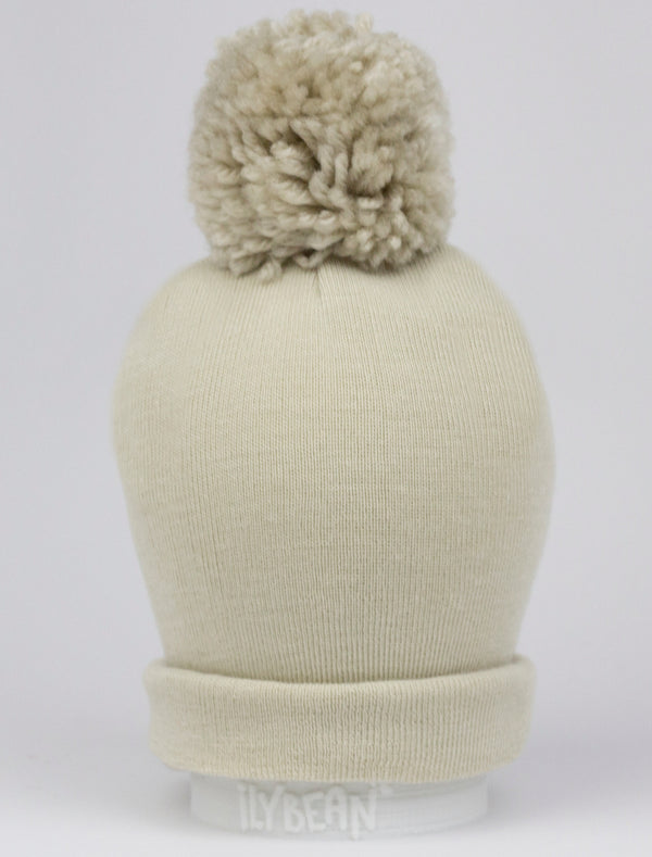New White House Black Market Pom-Pom Beanie - Oatmeal Color Luxurious Cashmere Beanie With Fox Fur Pom Pom | Cozy, Soft  main image 2