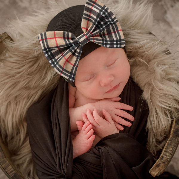 Cute plaid bow purchases hat