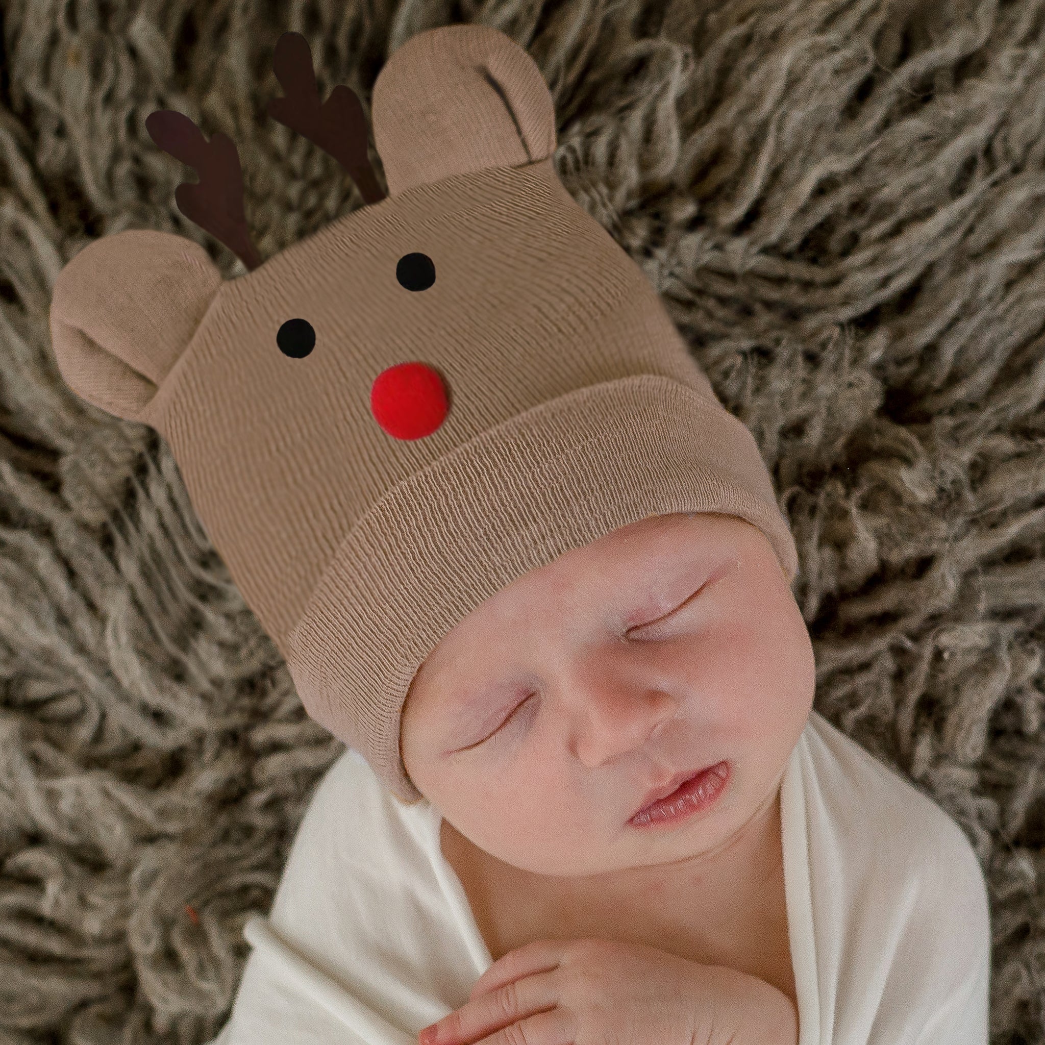 Rudolph Reindeer Hospital Hat - Nebborn and 0-3 months size - Newborn Nursery Christmas Hat