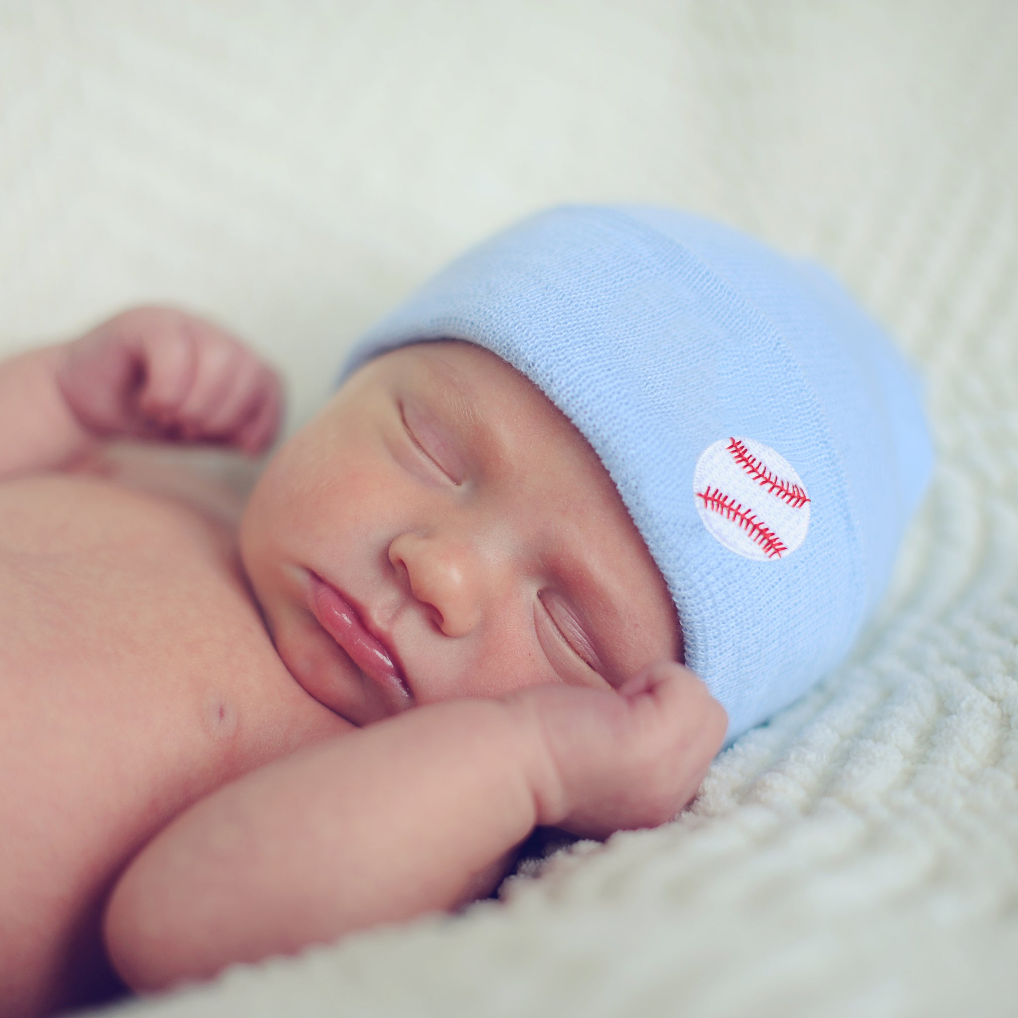 ilybean Blue Newborn Boy Baseball Patch Hospital Hat - Blue Hospital Hat Newborn Boy- Baseball