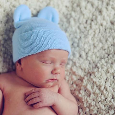 ilybean Blue Baby Bear Newborn Hospital Hat - Personalization Optional