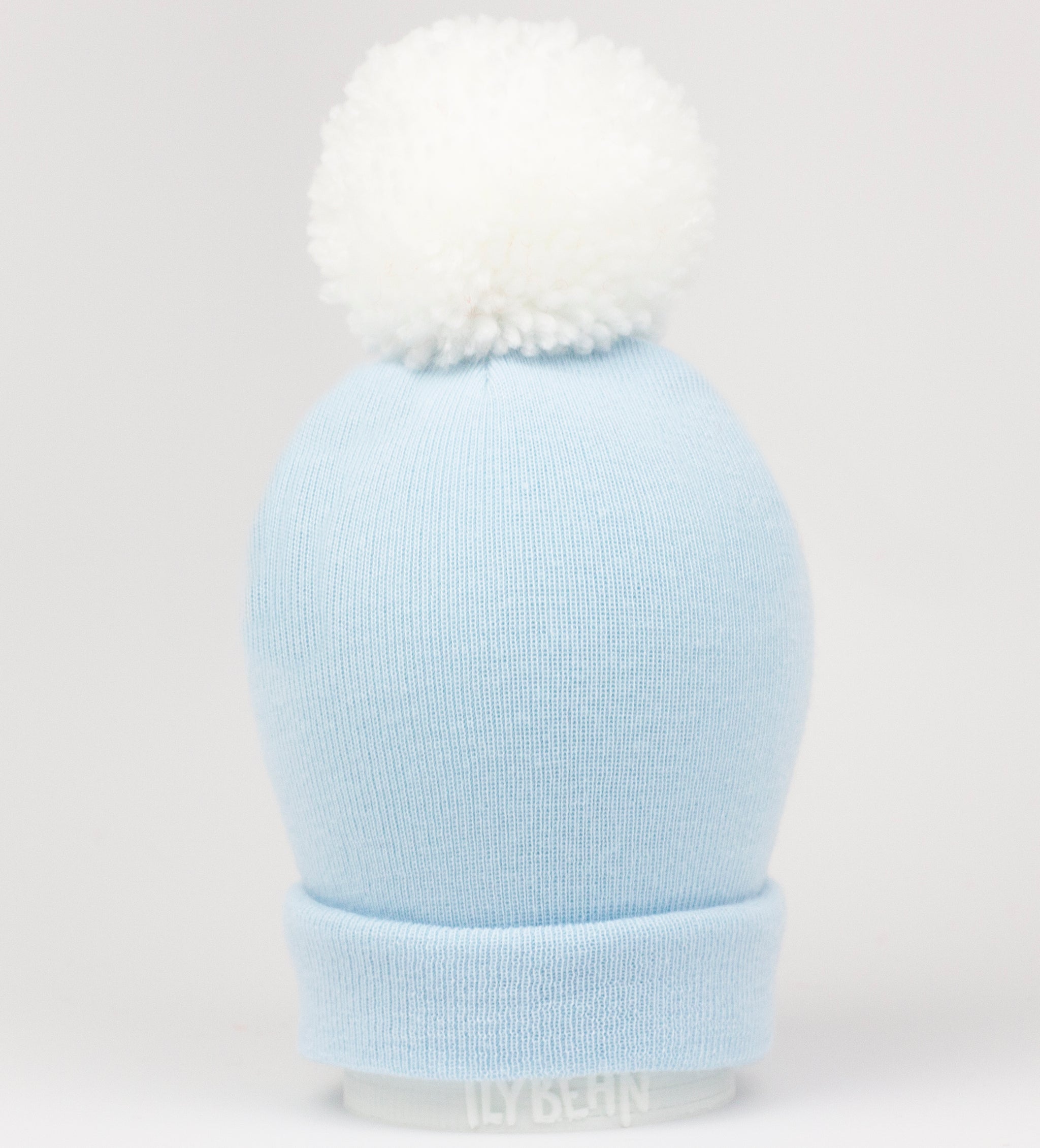 ilybean Baby Blue Beanie with White Pom Pom - Personalization Optional