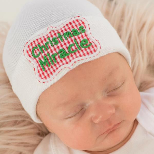 Christmas Miracle Newborn Christmas Hospital Hat - Newborn Girl or Boy Christmas Hat