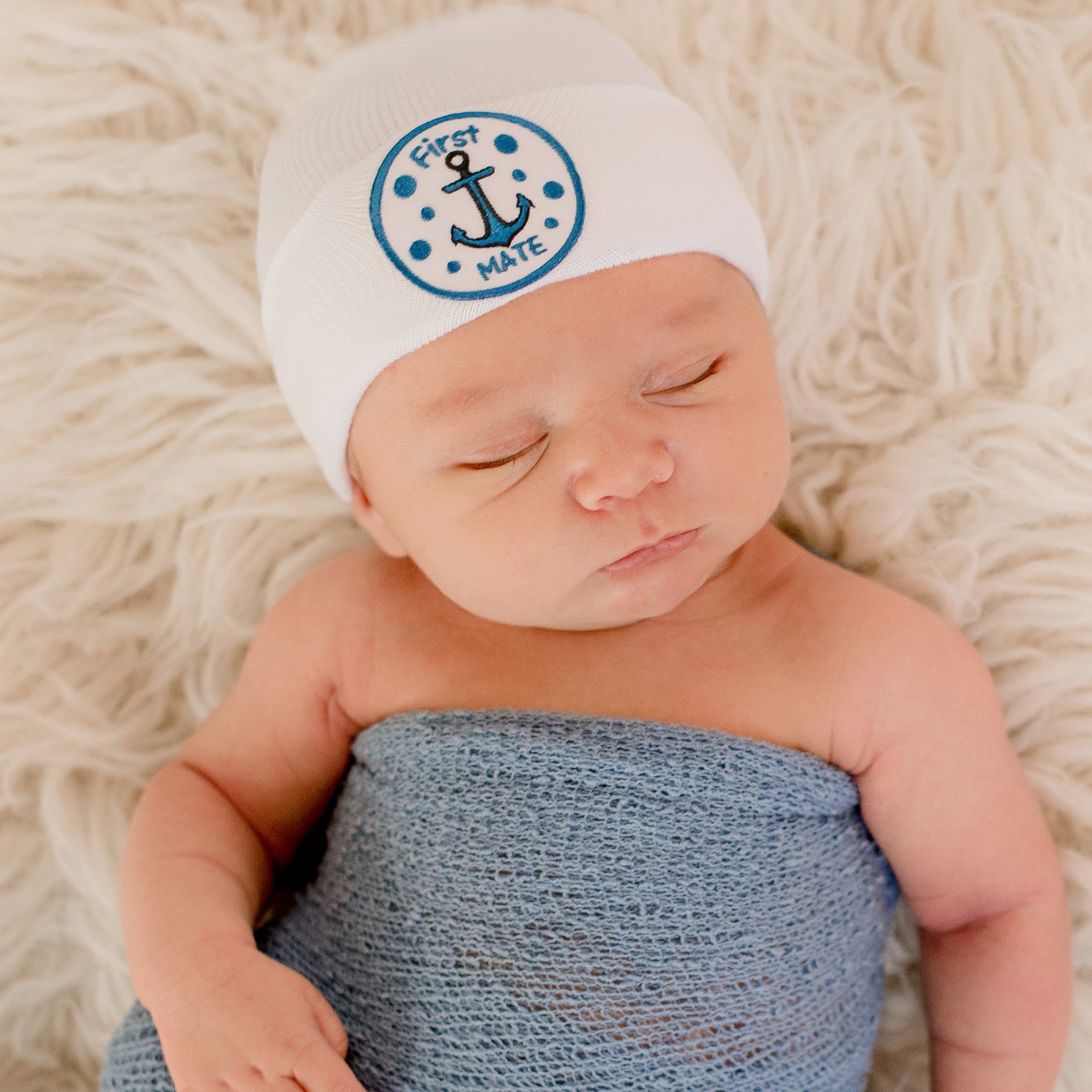 White First Mate Newborn Boy Hospital Hat